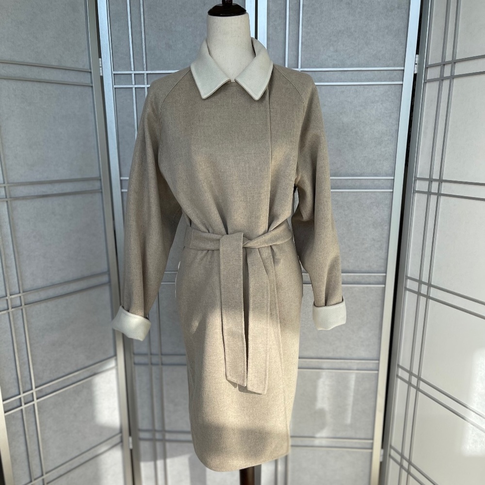 NWOT! Max Mara Reversible Wrap Wool Coat sz 16